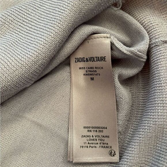 Zadig & Voltaire Miss Camo Rock Strauss grey merino wool sweater NWT - Picture 6 of 6